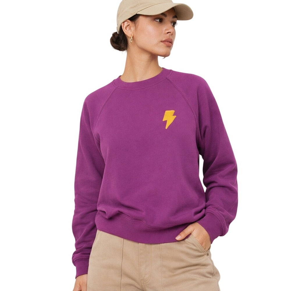 HEY GANG Lightning Bolt Crewneck Sweatshirt in purple Made in USA size‎ 1